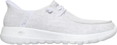 Women's Skechers Slip-Ins Gowalk Joy Estella shown in White/Silver (White)