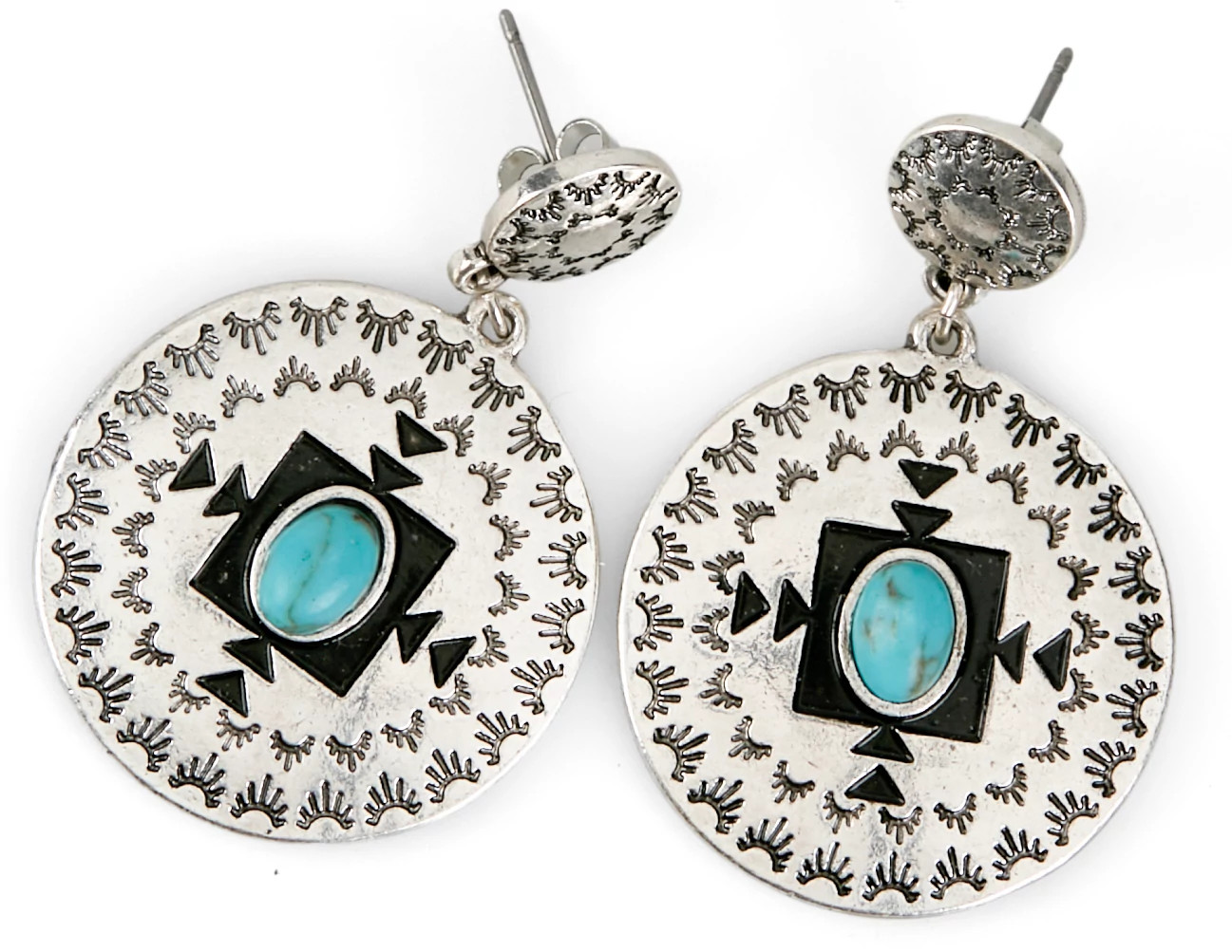Justin Women's Oval Pendant Earrings se muestra en la Silver (Multicolor)