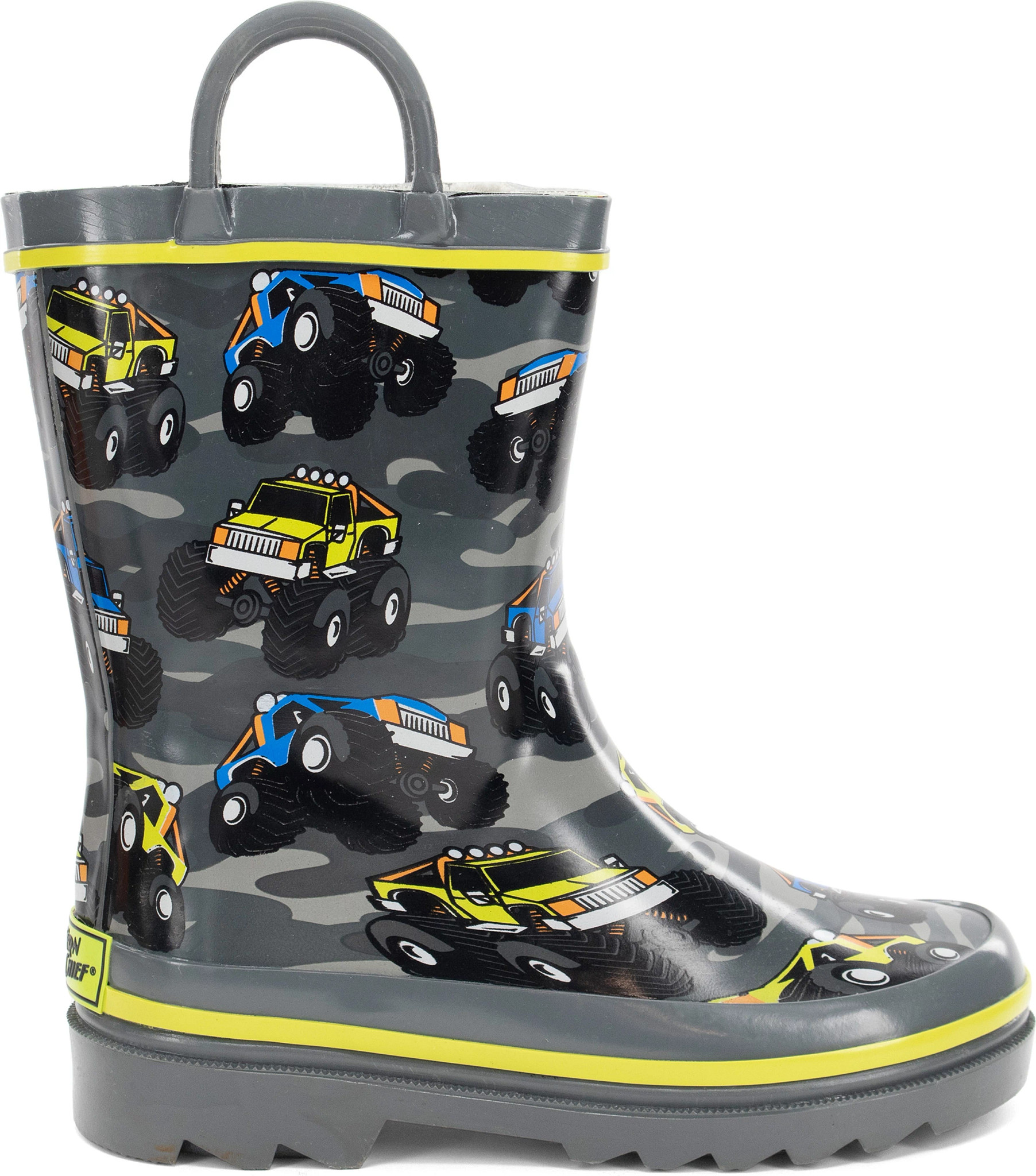 Kid's Western Chief Monster Crusher Rain Boot shown in Grey/Multi (Multicolor)