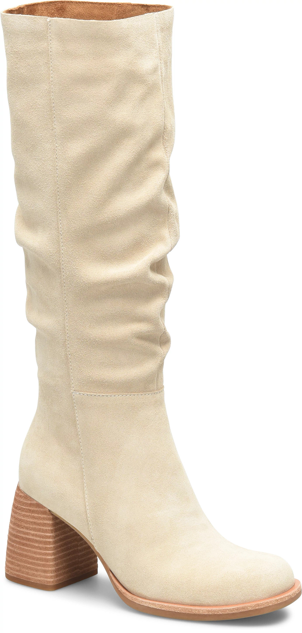 【AAKE】SUEDE PADDED BOOTS Faux Suede Side Zipper Chunky Heel Knee High Boots | Allegra K