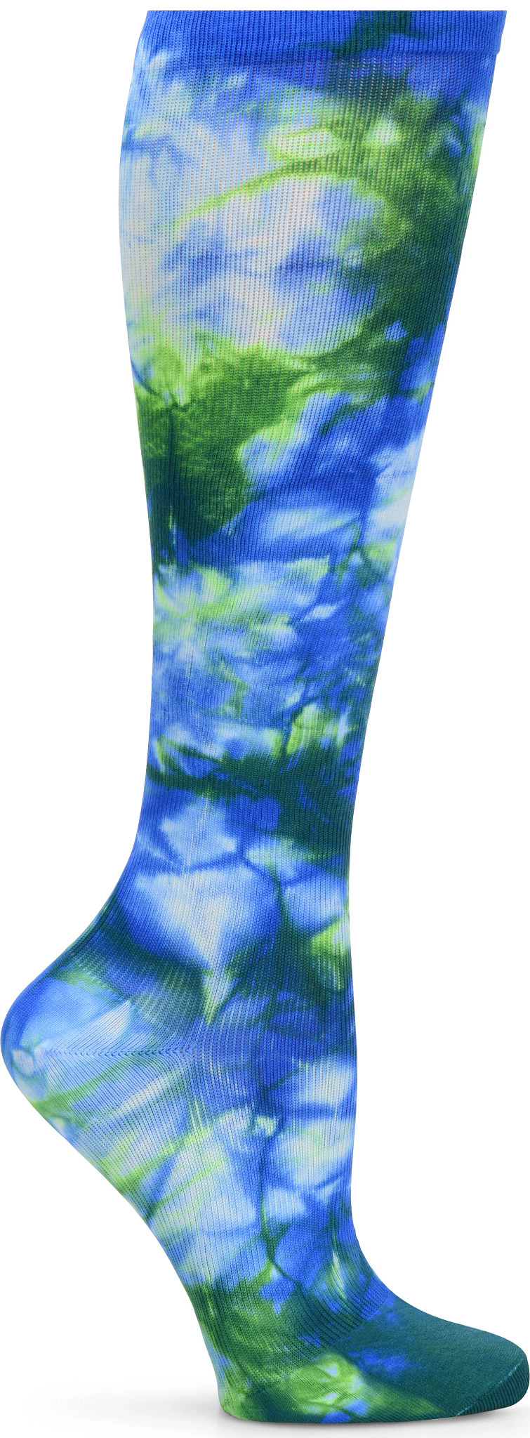 Tie Dye Compression Socks se muestra en la Blue Tie Dye (Te&ntilde;ido Anudado)