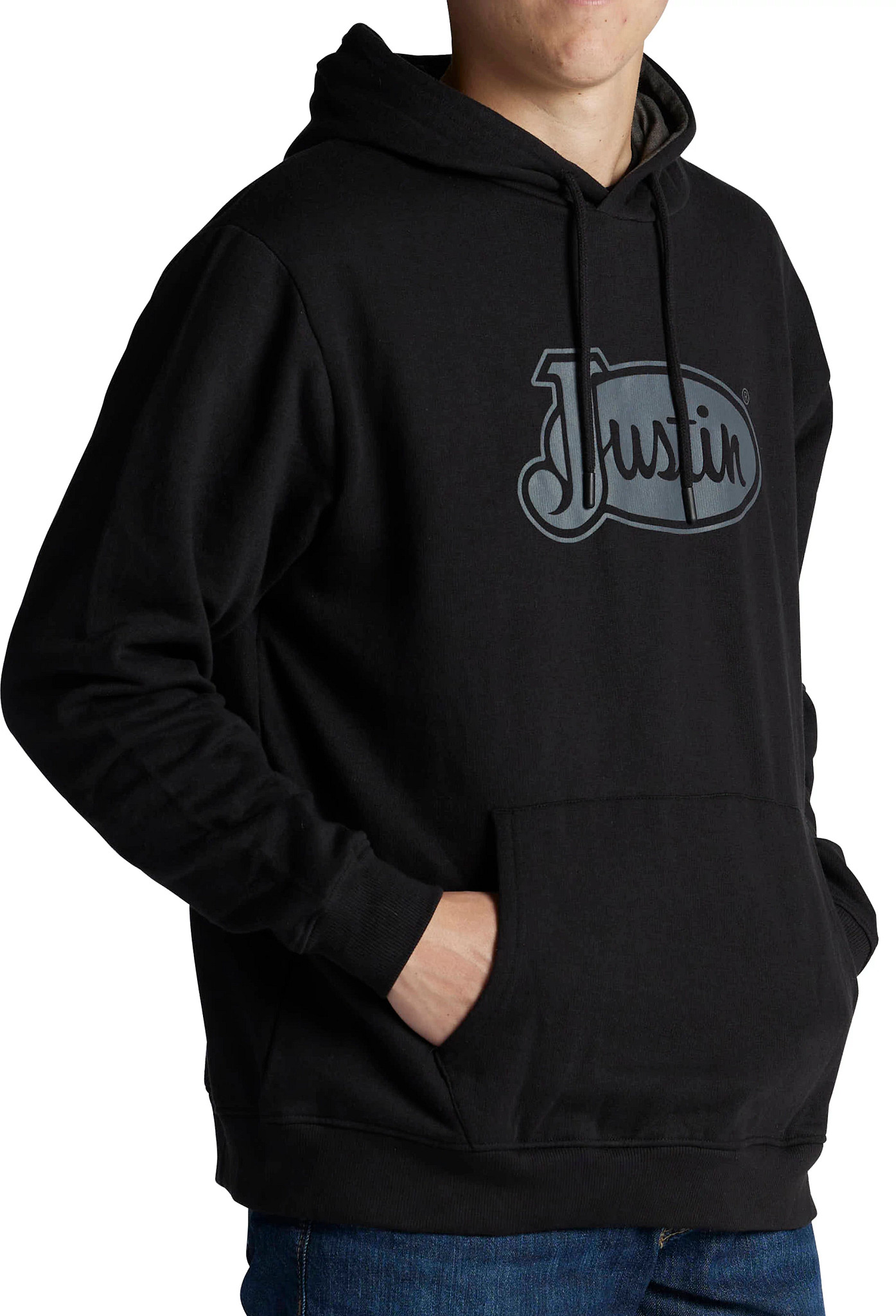 Justin Performance Fleece Hoodie shown in Black (Black)