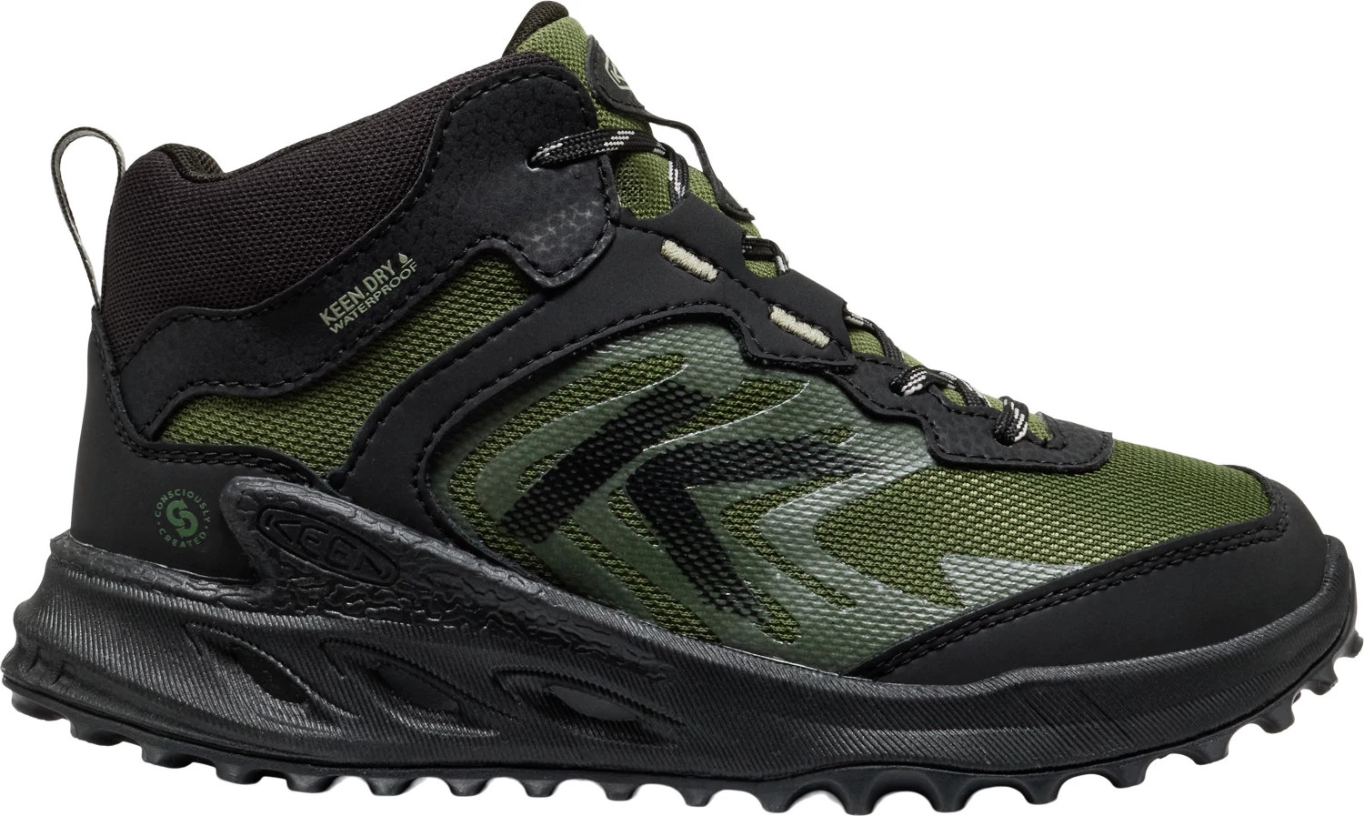 Boy's Keen Waterproof Zionic Hiker shown in Black/Bronze Green (Black)