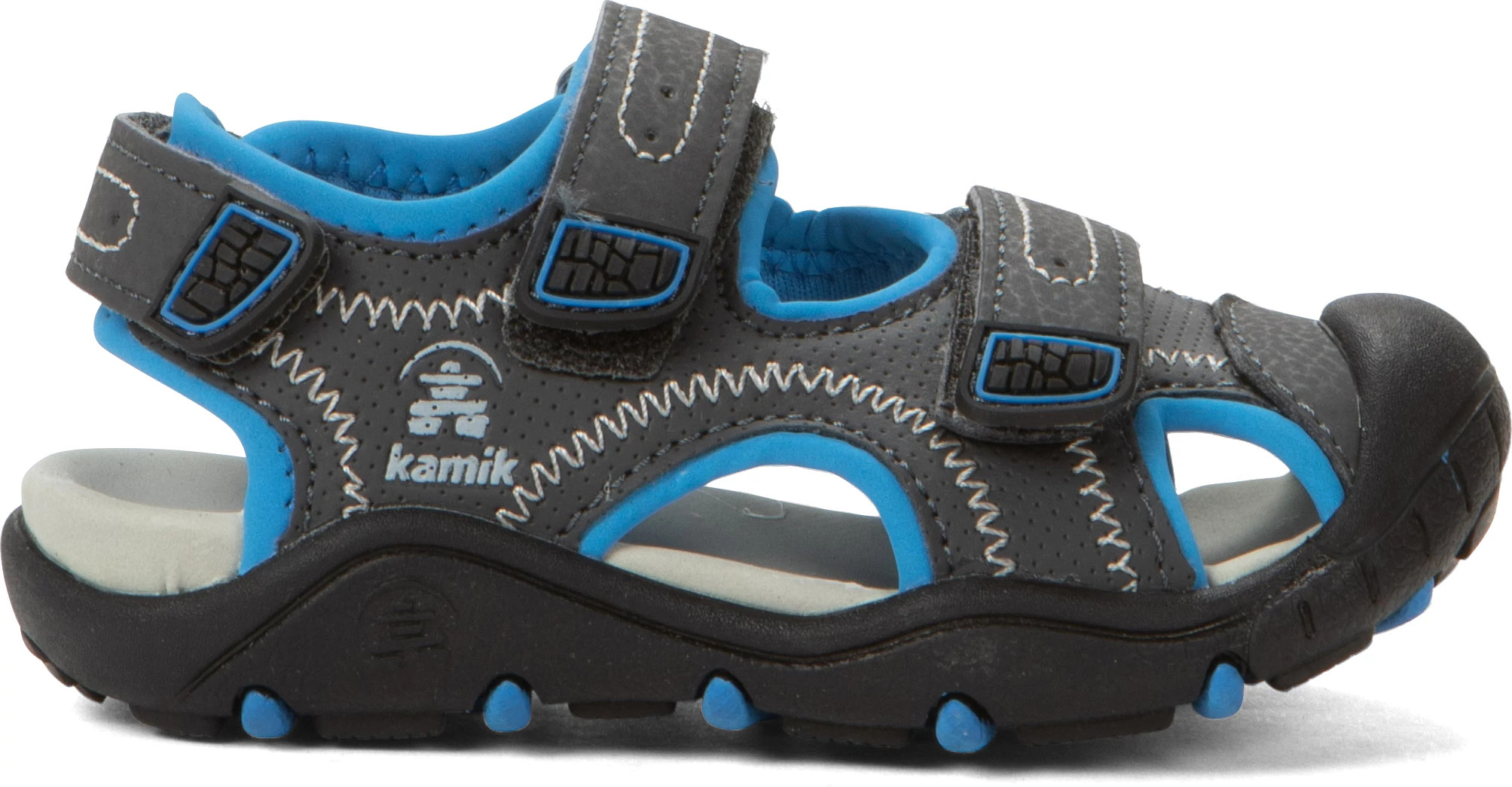 Toddler Boy's Kamik Seaturtle 2 Closed Toe Sandal shown in Gray/Light Blue (Grey)