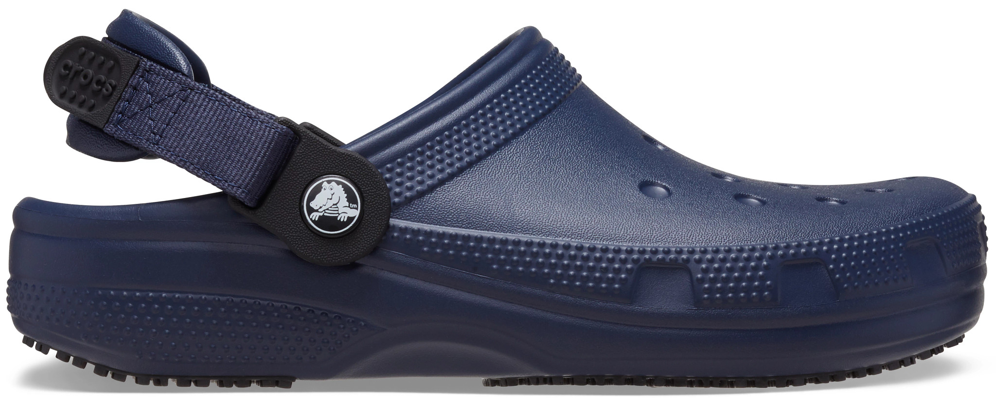 Women's Crocs Slip Resistant Classic Work Clog shown in Navy (Blue)