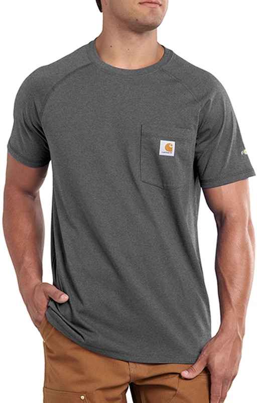 Mens Carhartt Force Short Sleeve Pocket T-Shirt Charcoal | Super Shoes