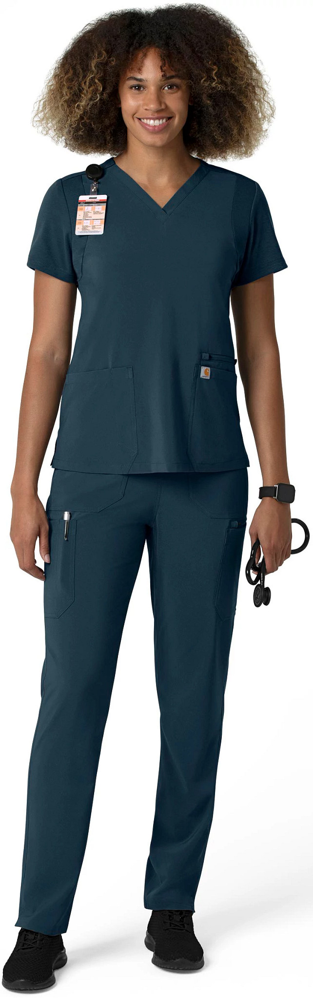 Women's Carhartt Force Cross-Flex Cargo Pant shown in Navy (Blue)
