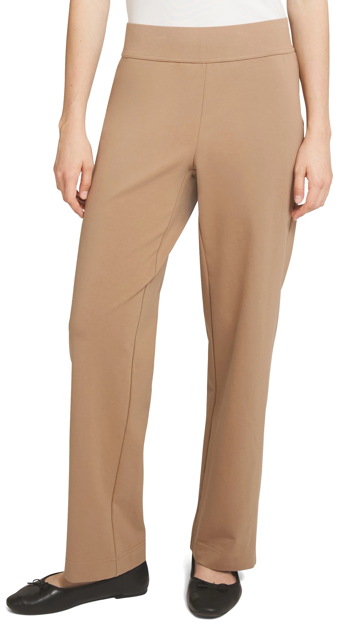 Women's Lands' End Starfish Staight Leg Knit Pant shown in Taupe (Tan)