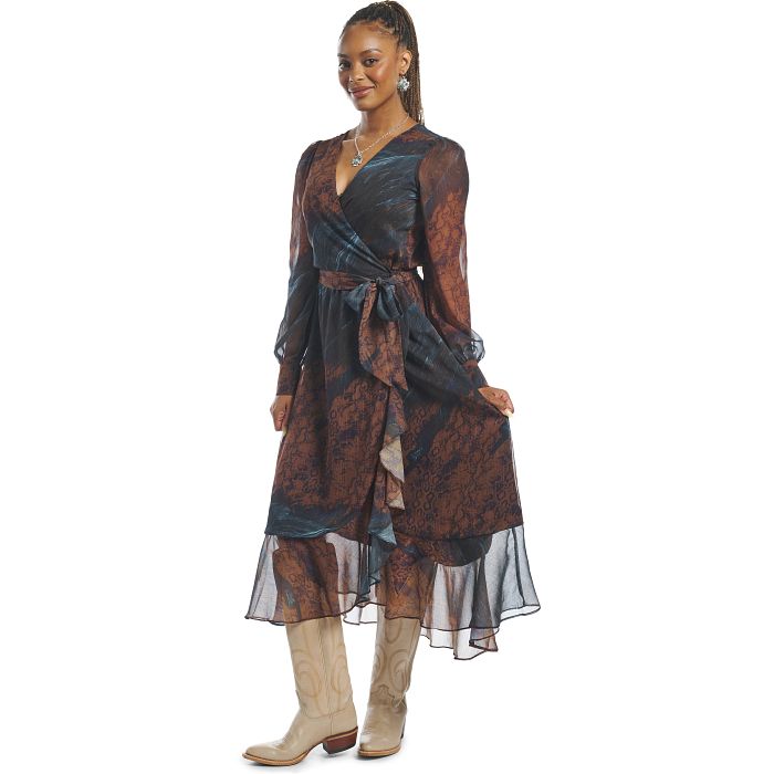 Justin Women's Work Boots - Justin Women's Wrap Maxi Dress in Multicolor - Size XXL Justin Women's Work Boots - Justin Women's Wrap Maxi Dress in Multicolor - Size XXL