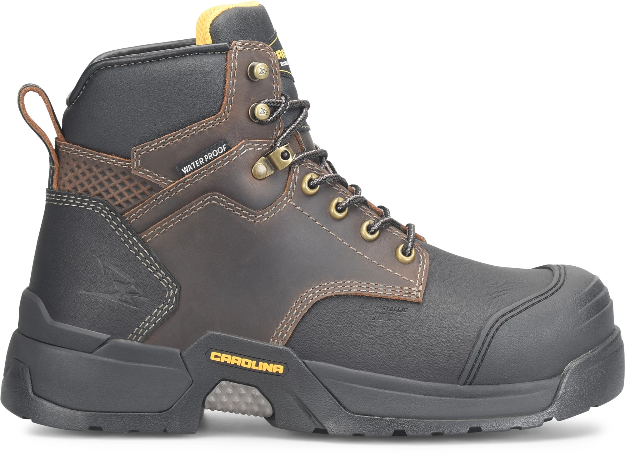 Men's Carolina 6 Inch Waterproof Composite Toe Eh Barrett shown in Black Brown (Brown)
