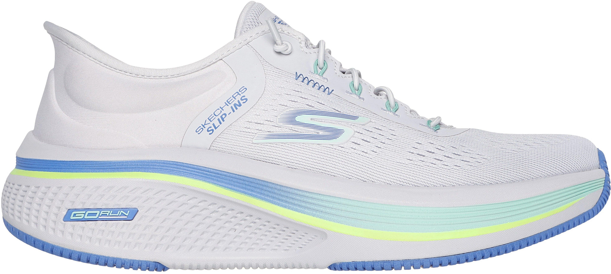 Women's Skechers Slip-Ins Gorun Elevate 2.0 shown in Grey/Blue/Lime (Multicolor)