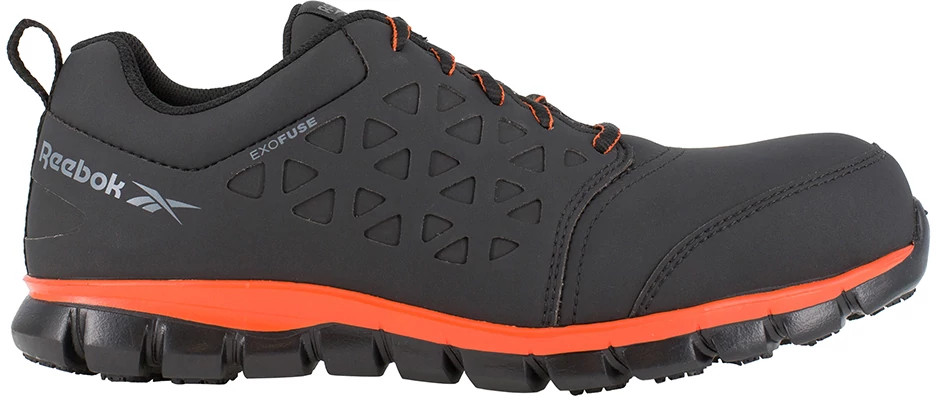 Men's Reebok Work Composite Toe Eh Sr+ Sublite shown in Black/Orange (Black)