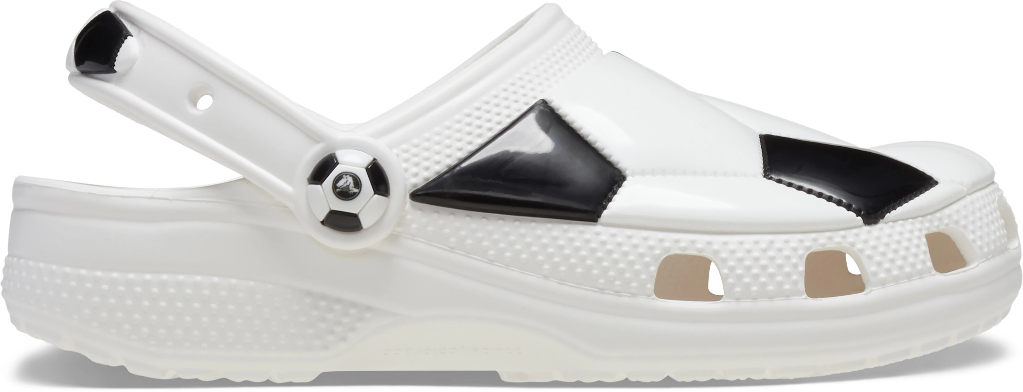 Toddler Boy's Crocs Classic Soccer Ball Clog shown in White (White)