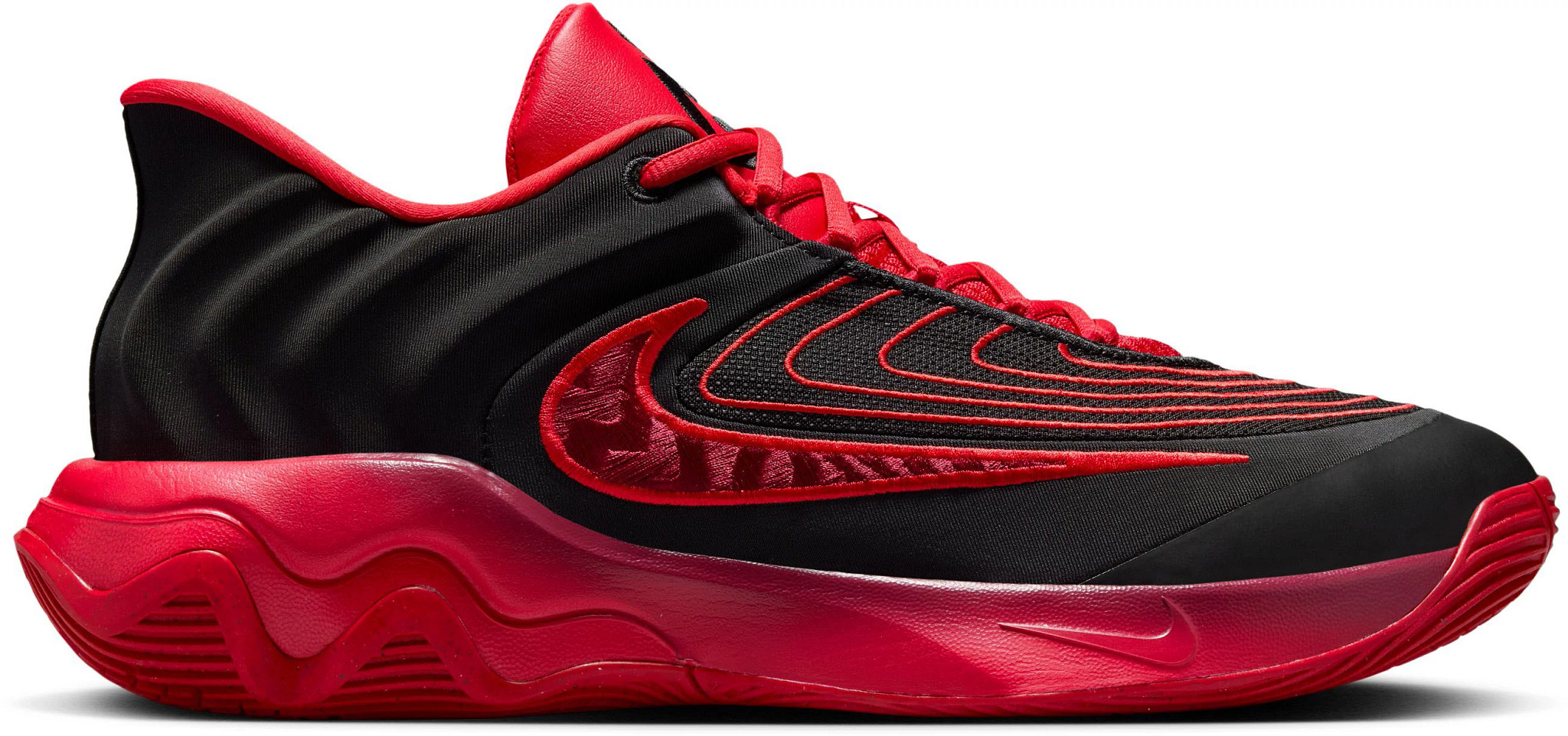 Men's Nike Giannis Immortality Mid Basketball shown in Black Red (Black)