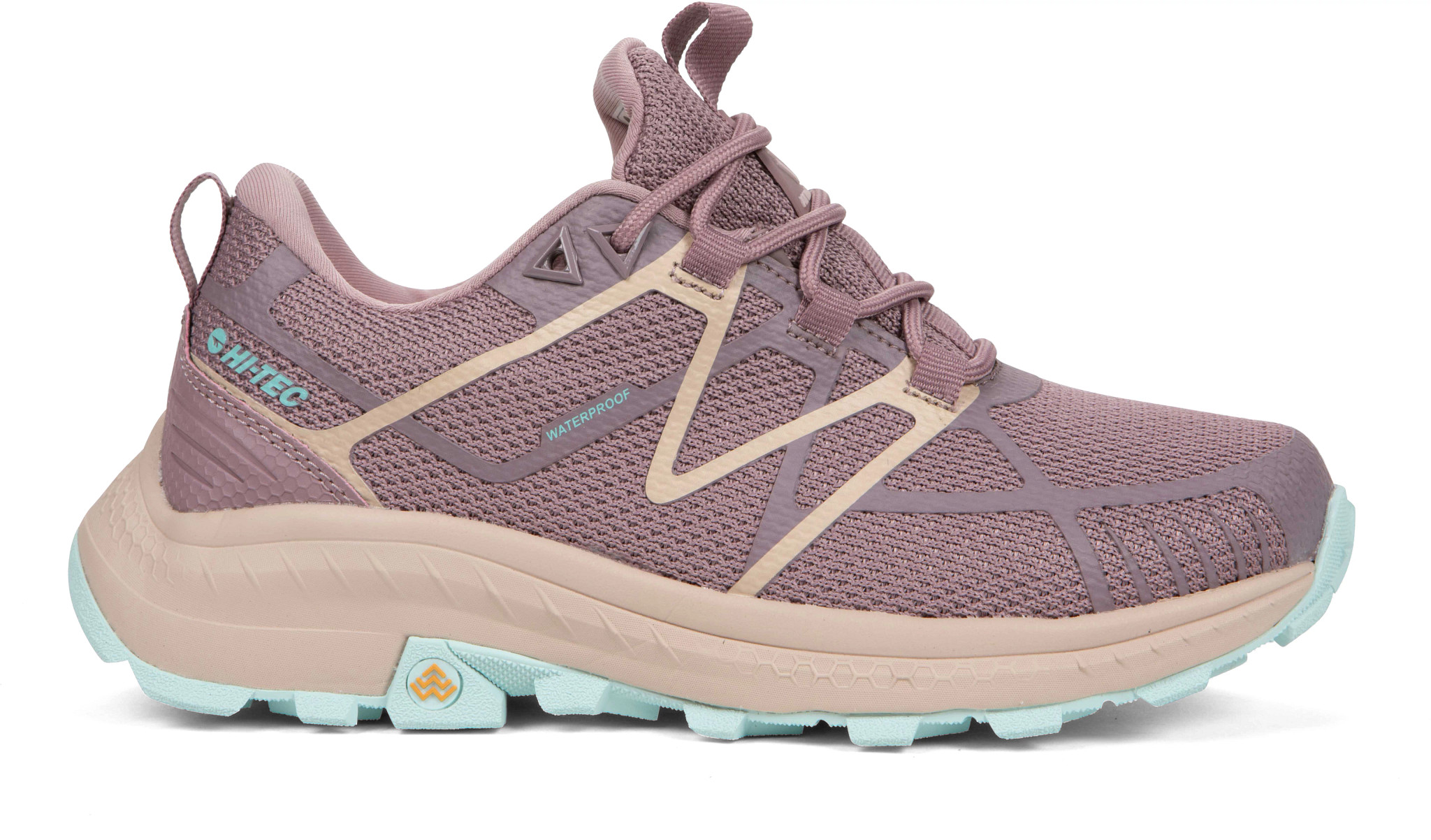 Women's Hi-Tec Aww Mauna Waterproof Hiker shown in Mauve Multi (Pink)