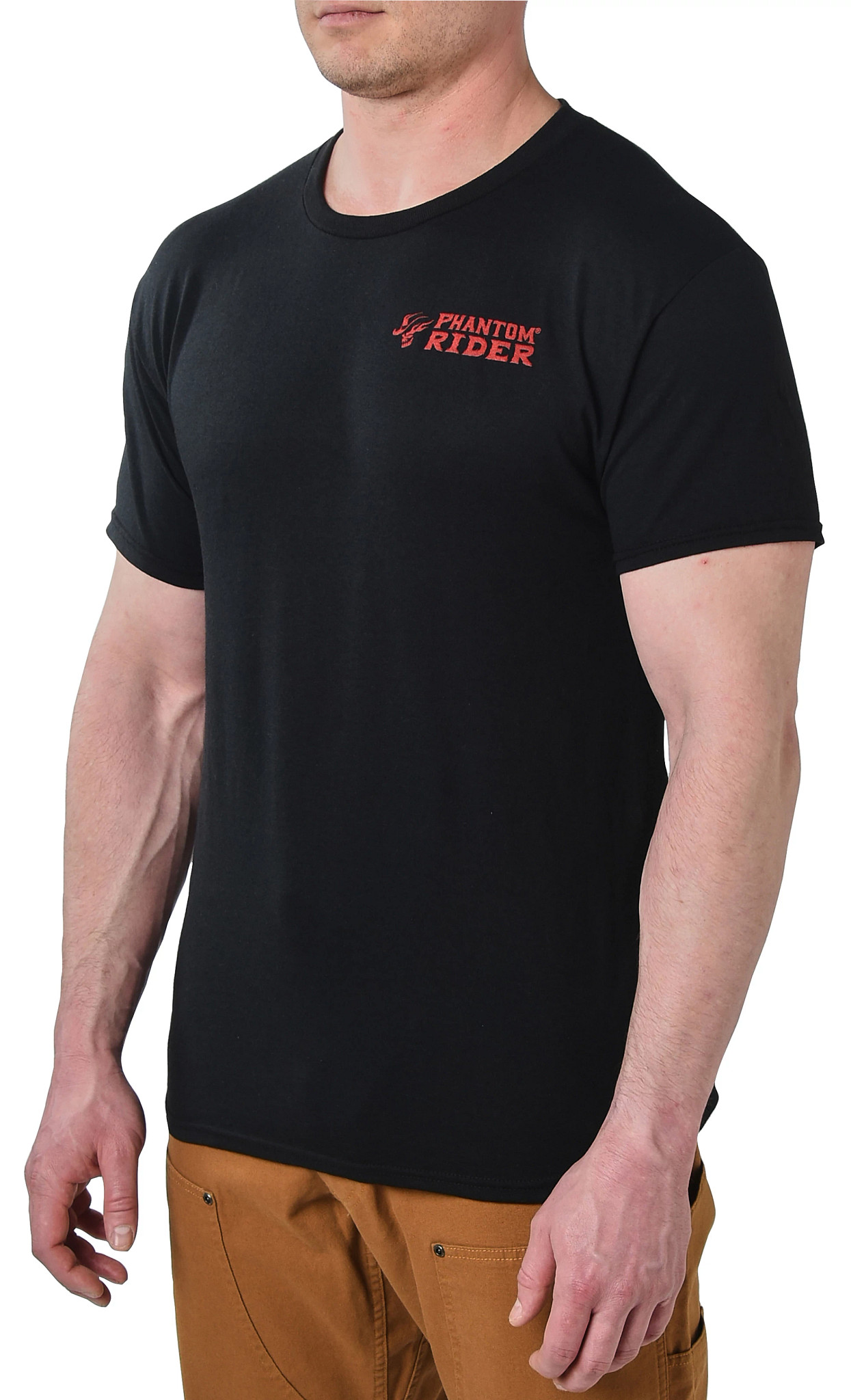 Phantom Rider Black Fire Skull T-Shirt shown in Black (Black)