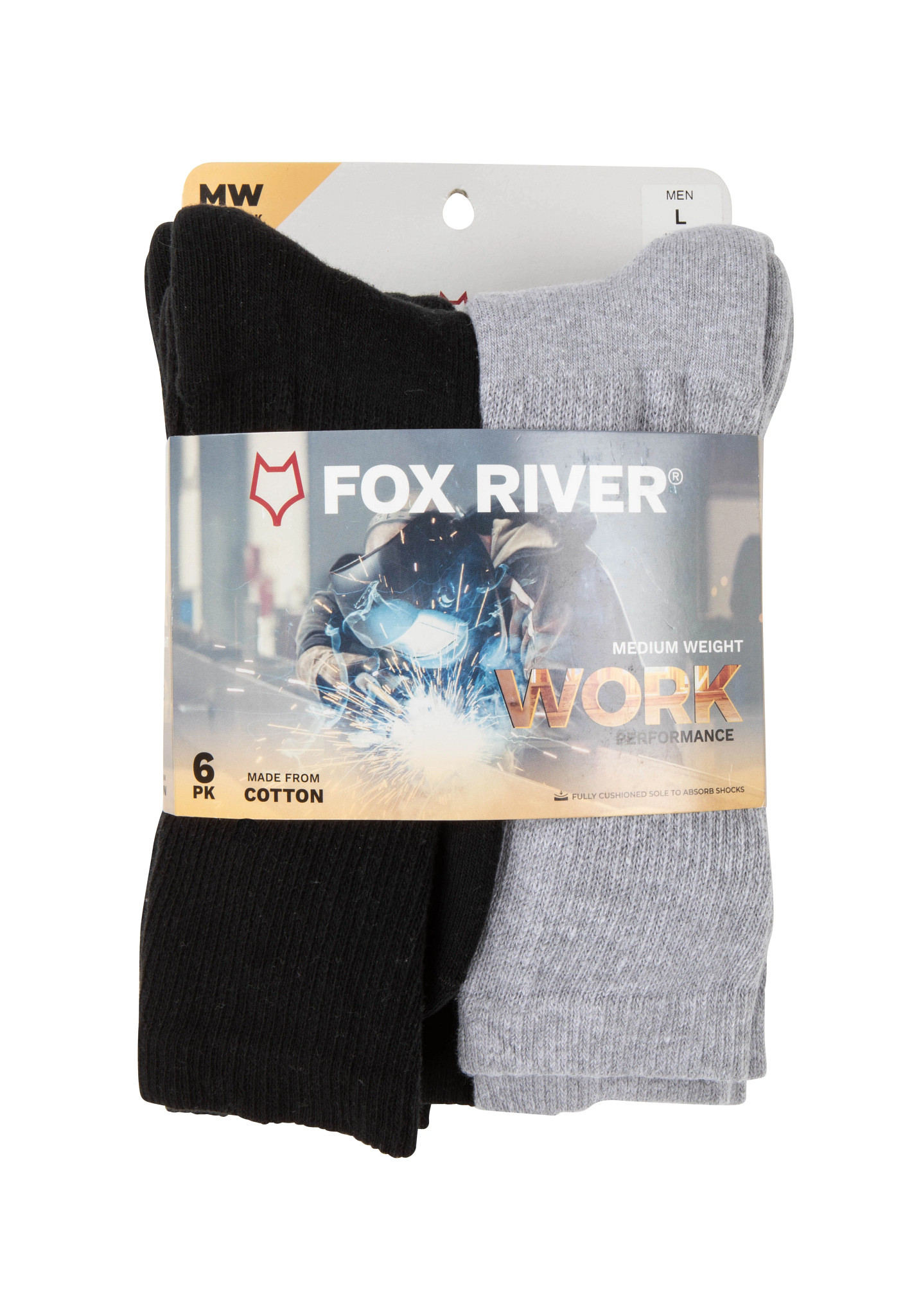Men's Fox River Rugged Crew 6 Pack shown in Assorted (Black)