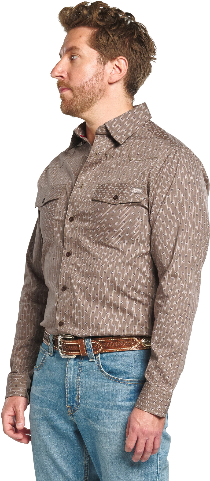 Pendant Stripe Long Sleeve Shirt shown in Brown (Multicolor)
