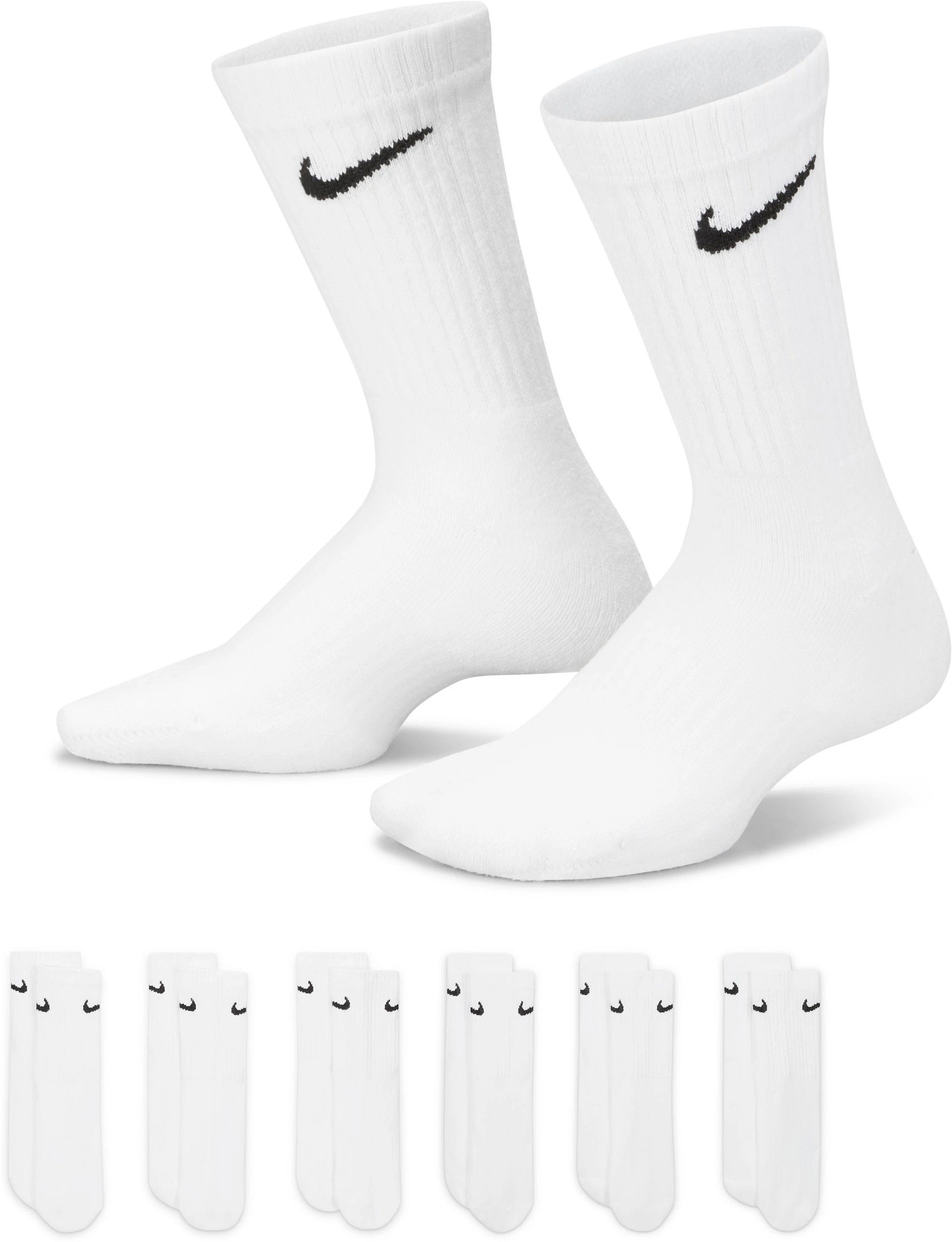 Youth Boy's Nike 6 Pack Crew Socks shown in White (White)