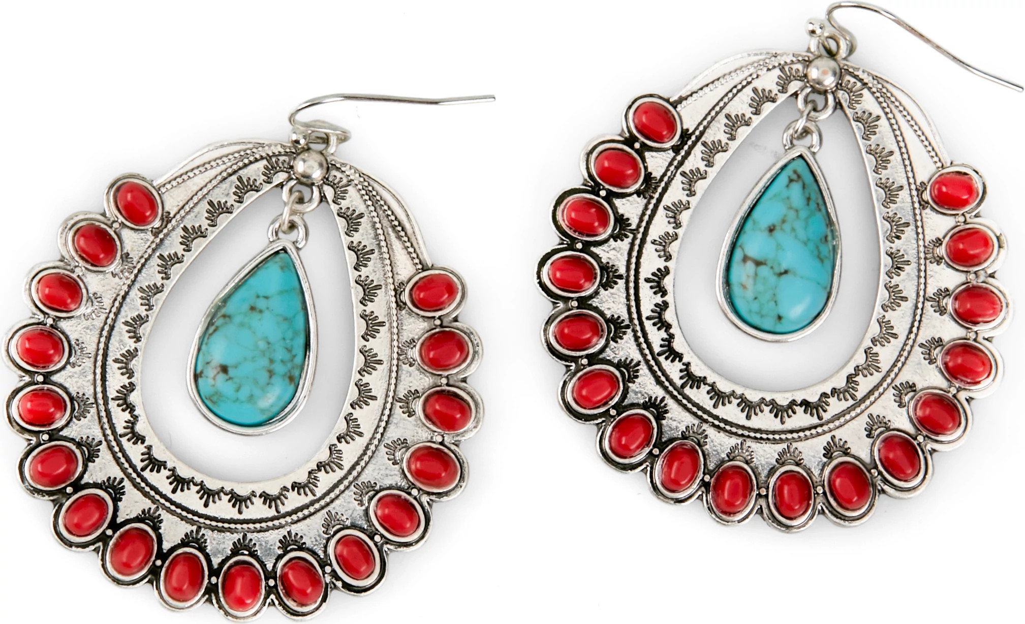 Justin Women's Oval Pendant Earrings se muestra en la Silver (Multicolor)