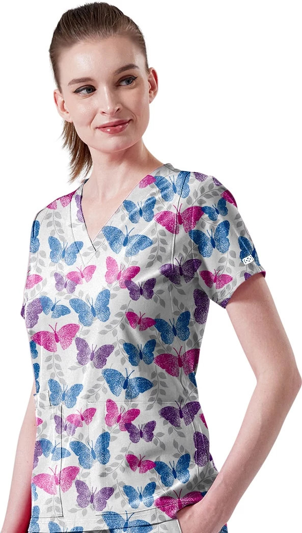 Women's Parkley Quantum Aurora Cross My Hearts V Neck shown in White/Multi (Prints)