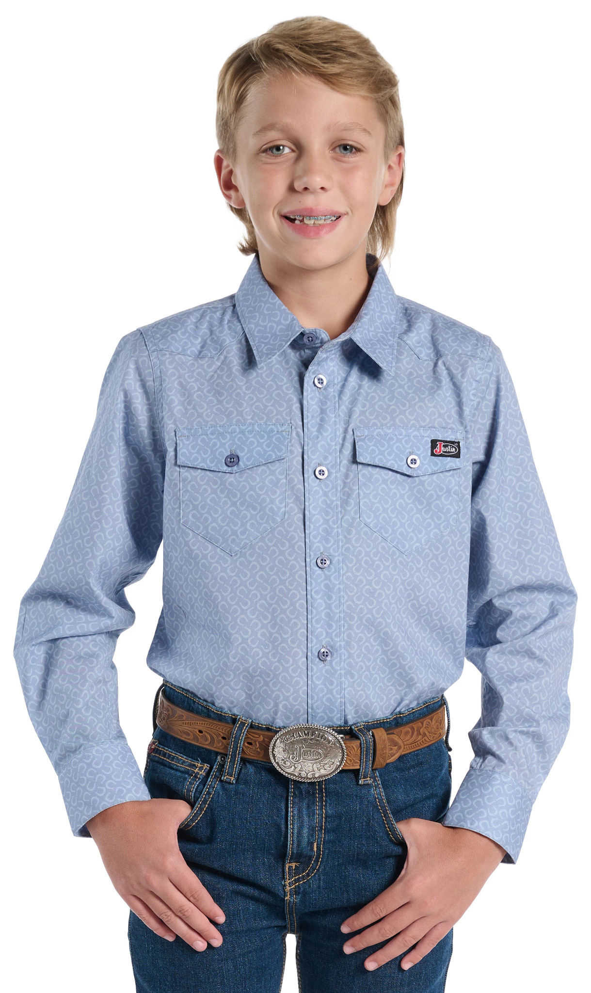 Champion Tooled Belt shown on model 