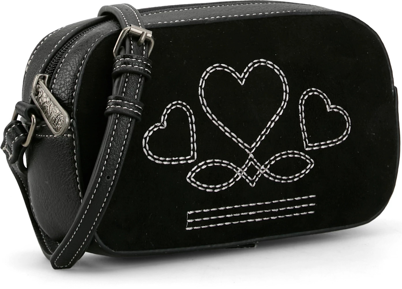Justin Ladies Camera Bag Black With Hear se muestra en la Black (Negro)