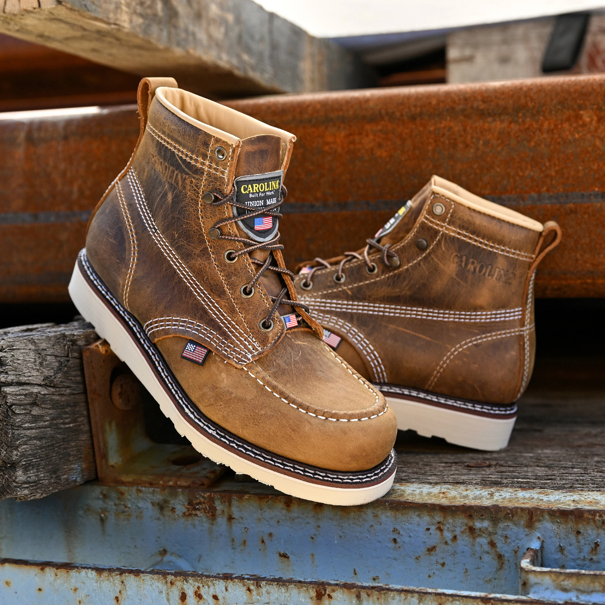 Amp Usa 6" Soft Toe Work Boot shown on model 