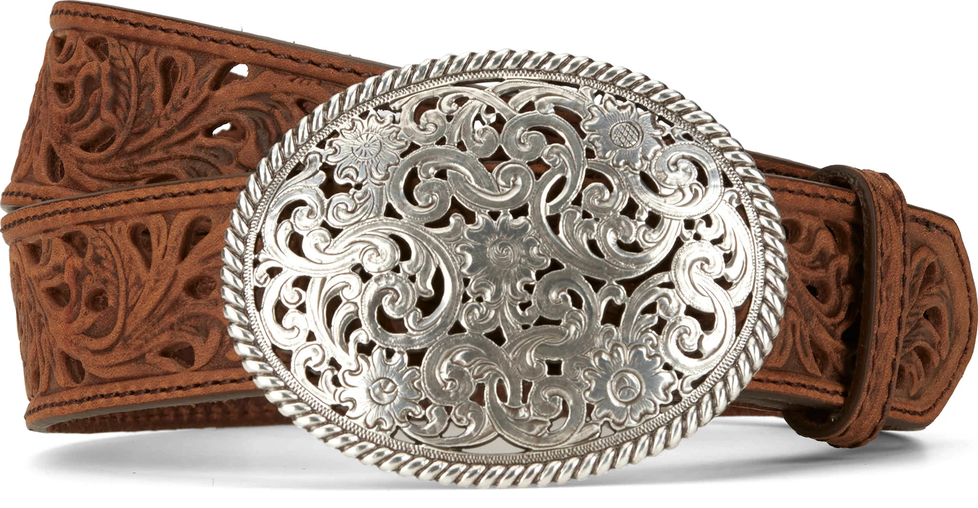 Pierced Filagree Belt shown in Aged Bark (Brown)