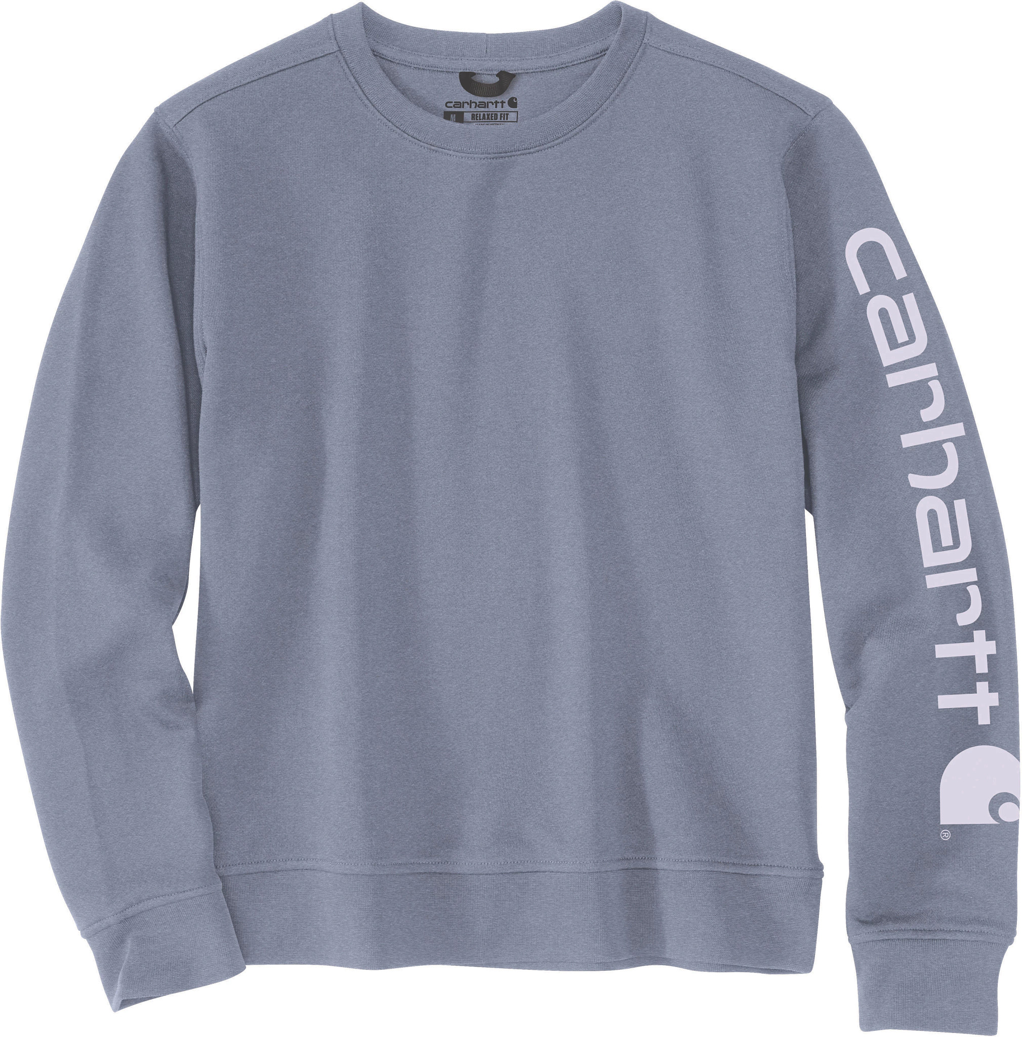 Women's Carhartt Relaxed Midweight Graphic Logo Sweatshirt shown in Wisteria Heather (Purple)