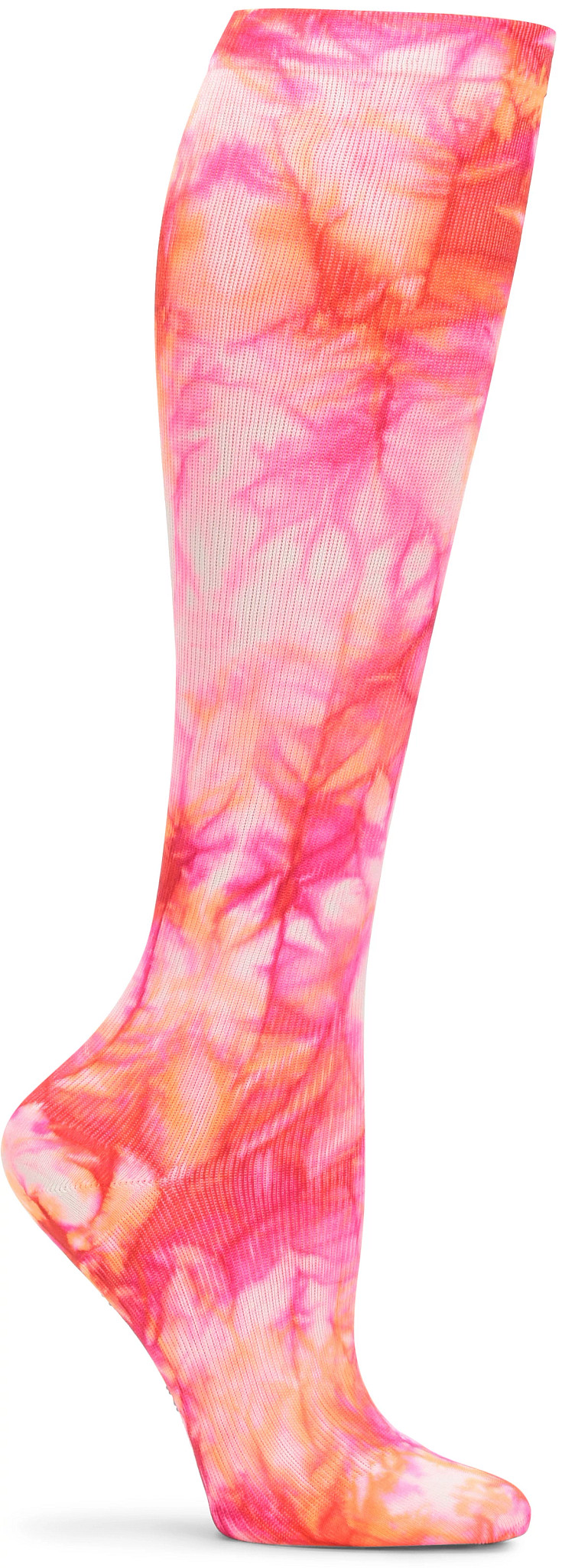 Tie Dye Compression Socks se muestra en la Orange Tie-Dye (Te&ntilde;ido Anudado)
