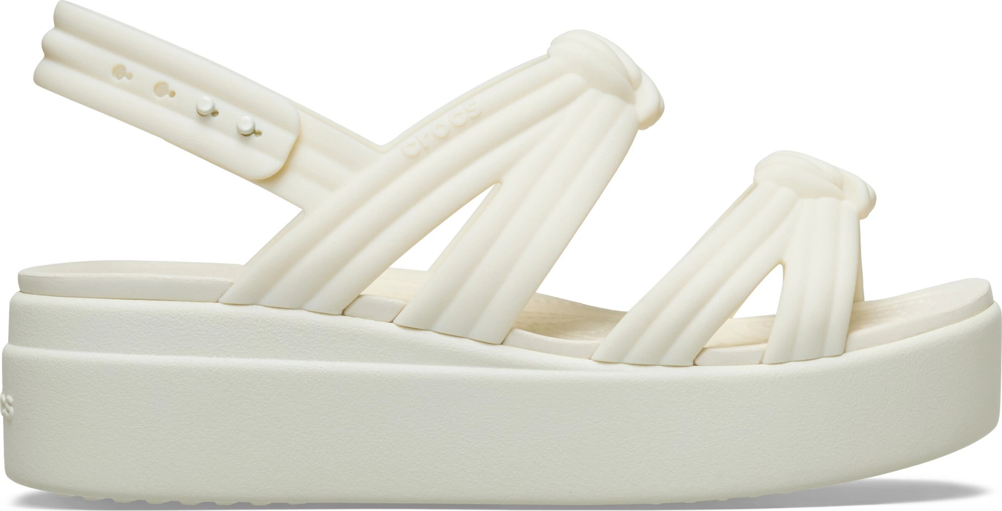 Women's Crocs Brooklyn Knot Low Wedge Sling Ivory shown in Ivory (Off White)