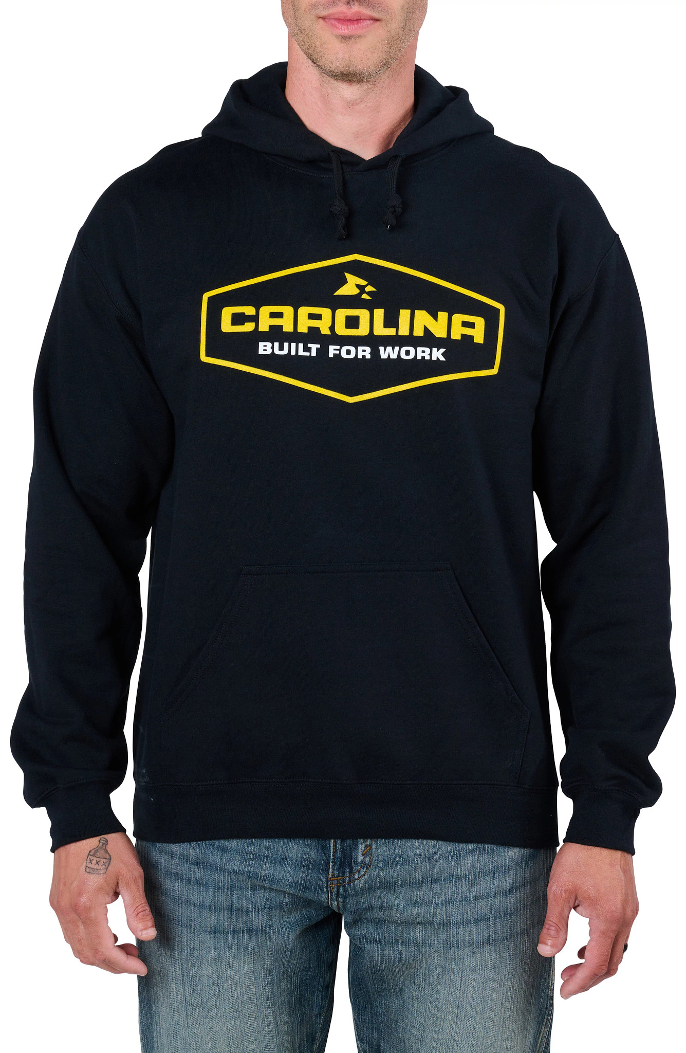 Men's Carolina Logo Hoodie shown in Black (Black)