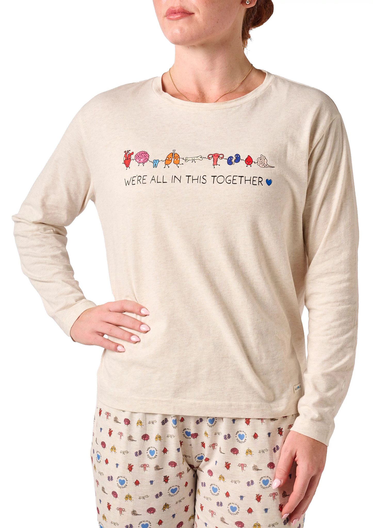 Women's Long Sleeve Tee shown in Organ Party (Tan)