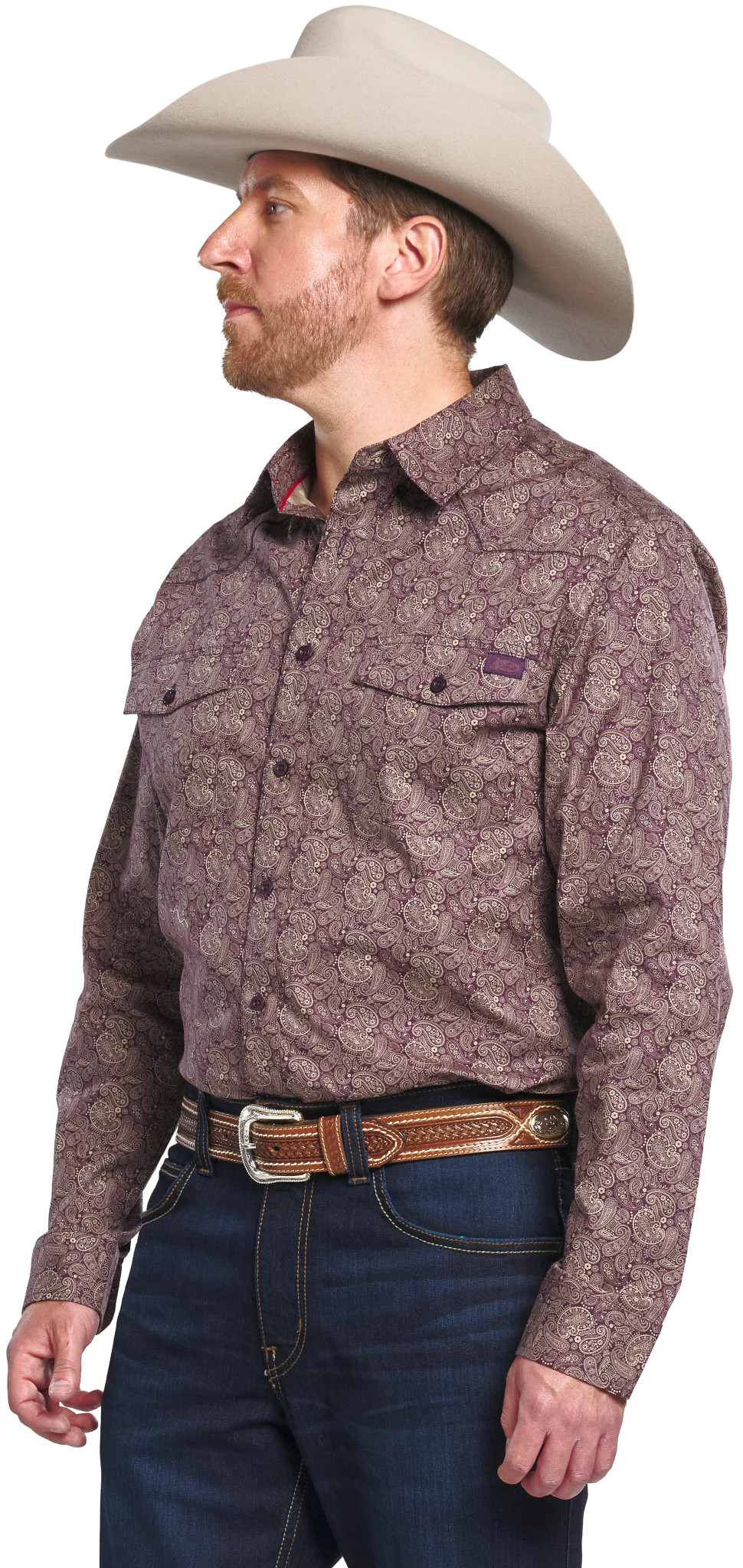 Long Sleeve Snap Front Shirt shown in Purple (Multicolor)