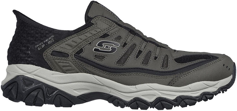 Men's Skechers Slip-Ins Afterburn M Fit Ridgeburn Runner shown in Brown (Brown)