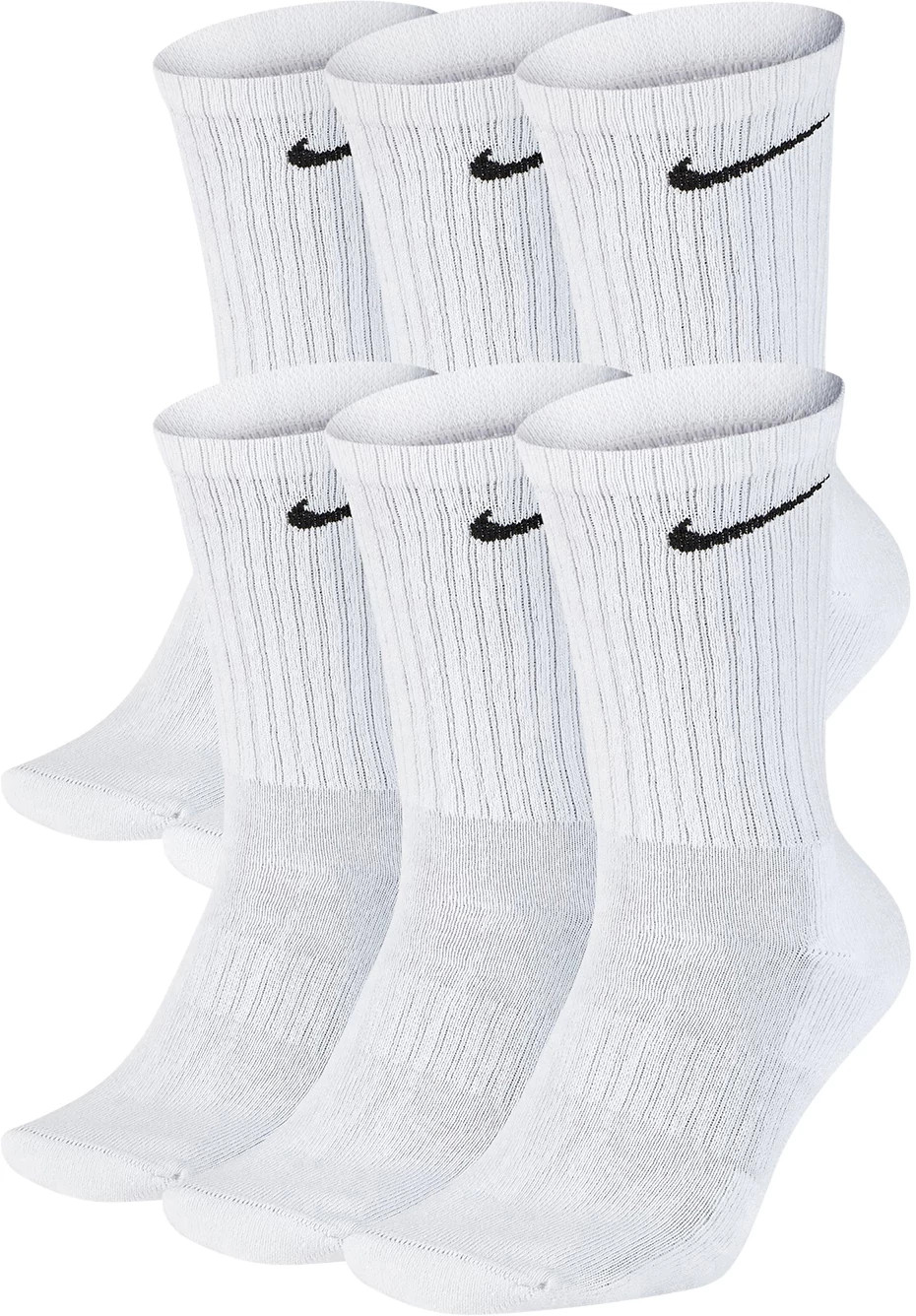 Men's Nike 6 Pack Crew Socks shown in White (White)