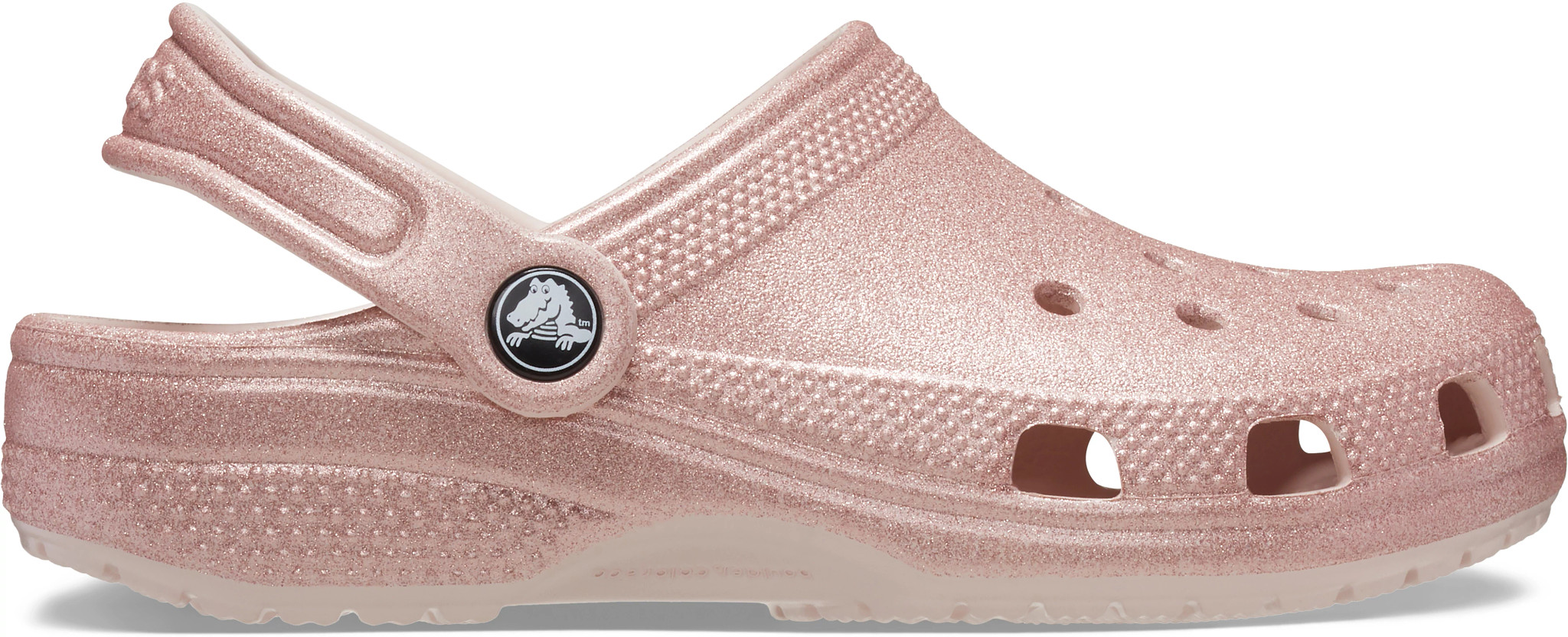 Girl's Crocs Classic Glitter Clog shown in Quartz (Pink)