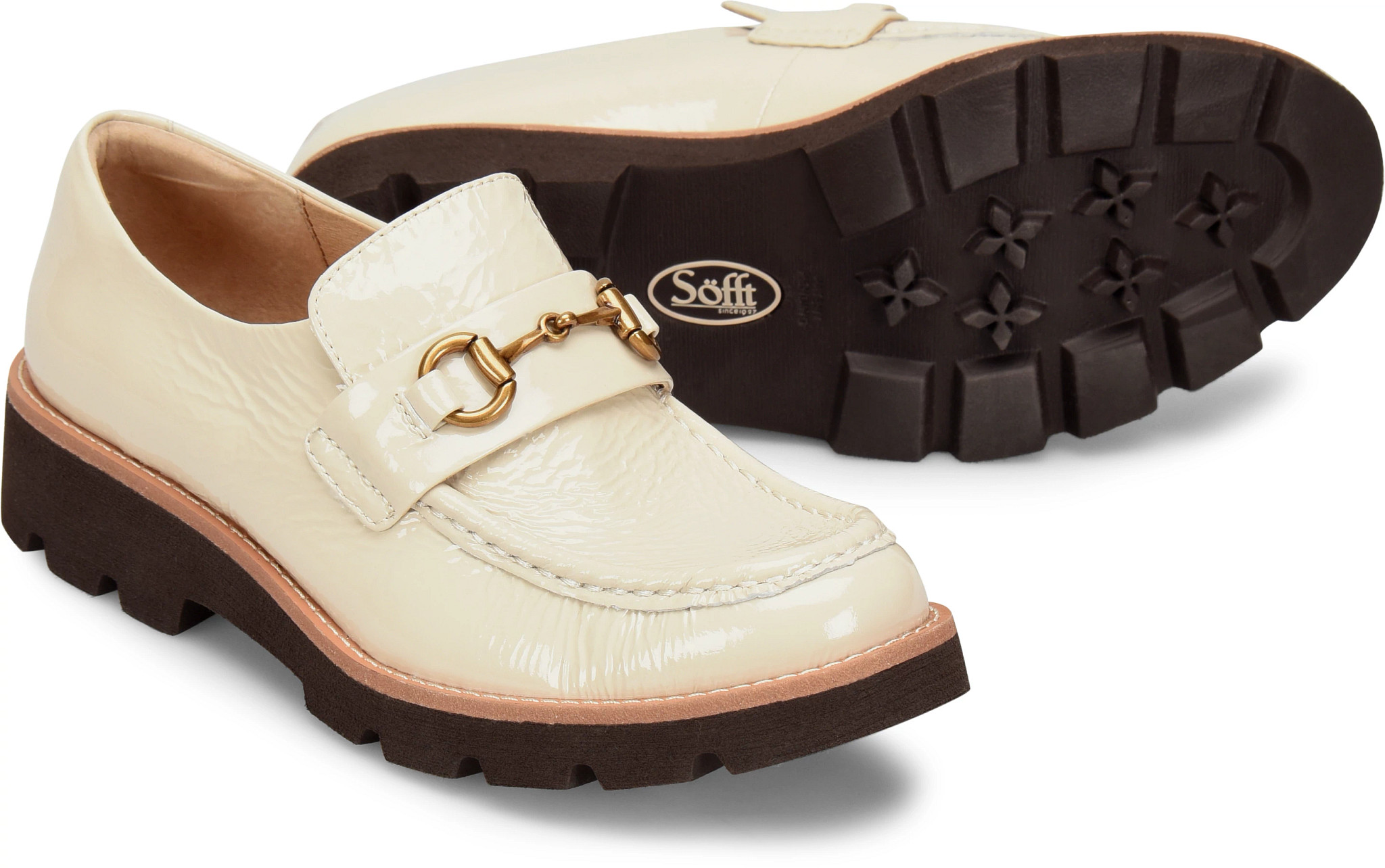 Sofft Prewitt Cream Patent Leather Lug Sole Horsebit Loafers Size 7.5 Sofft Prewitt Women main image 4