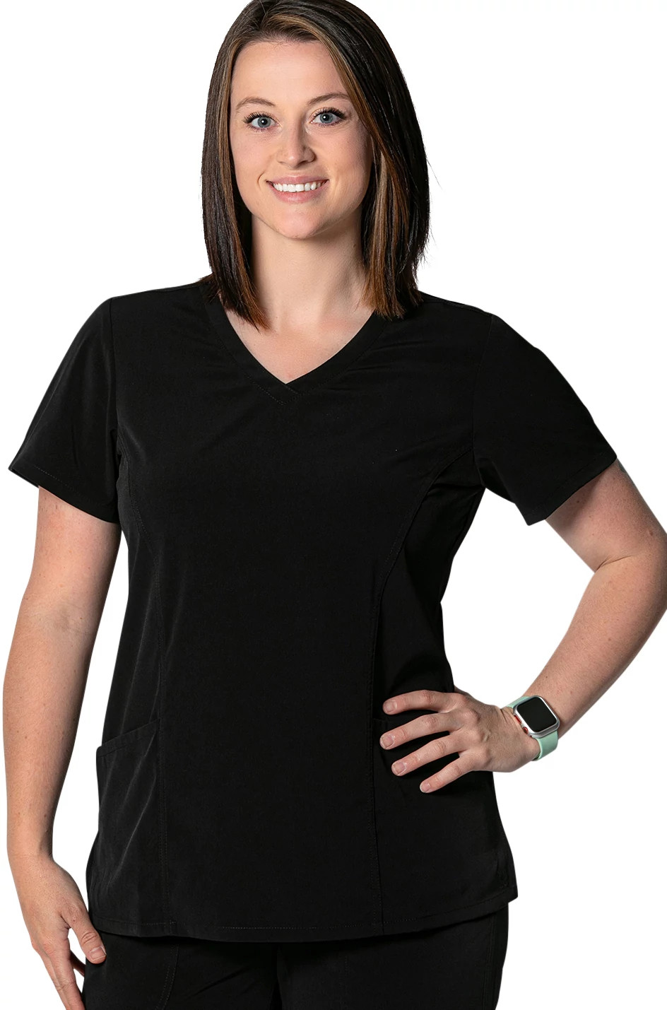 Women's Willow Brook Zoe V Neck shown in Black (Black)