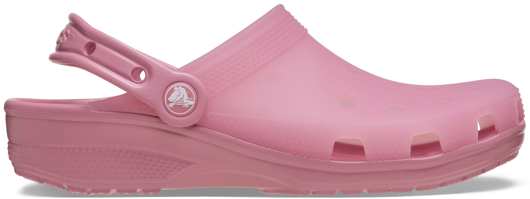 Women's Crocs Frosted Clog shown in Rosette (Pink)