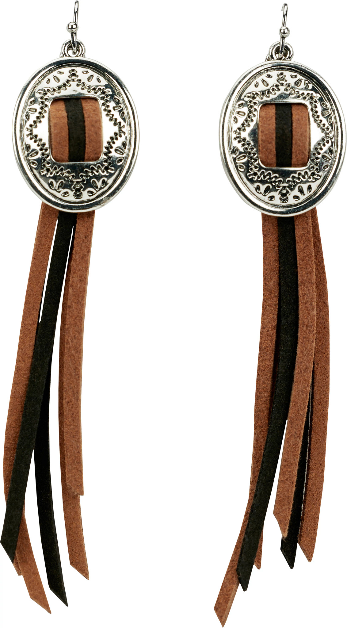 Justin Women's Embossed Concho Earrings shown in Brown / Black (Multicolor)