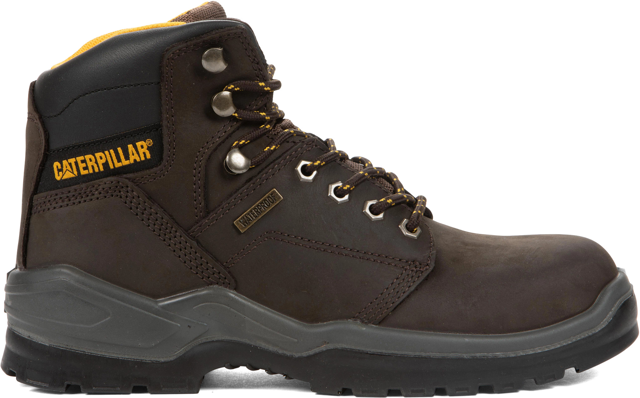 Men's Caterpillar 6 Inch Waterproof Steel Toe Striver shown in Brown (Brown)