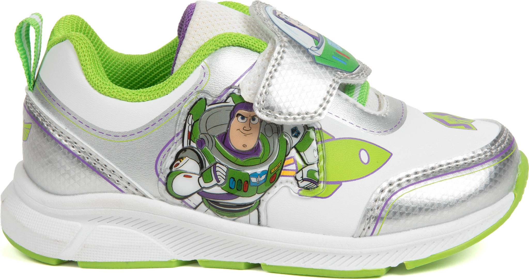 Kid's Josmo Disney Buzz Lightyear Velcro Runner shown in White/Lime (White)