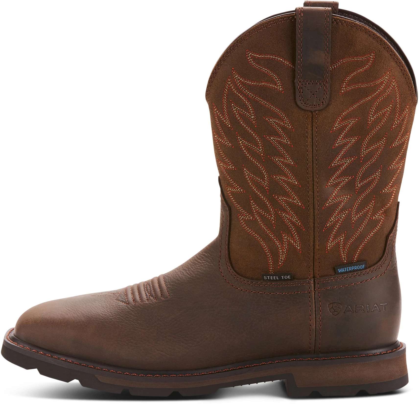 Men's Ariat 10 Inch Waterproof Steel Toe Groundbreaker shown in Brown (Brown)
