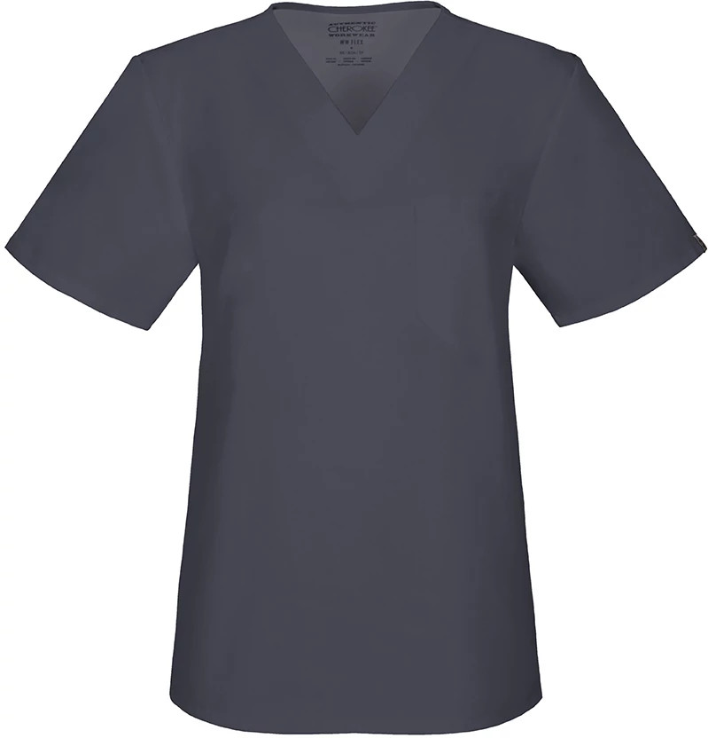 Unisex Cherokee Workwear One Pocket V Neck shown in Grey (Grey)
