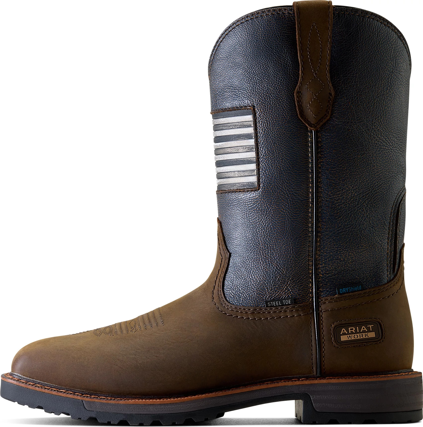 Men's Ariat 11 Inch Waterproof Steel Toe Activator Patriot shown in Brown Copper (Brown)
