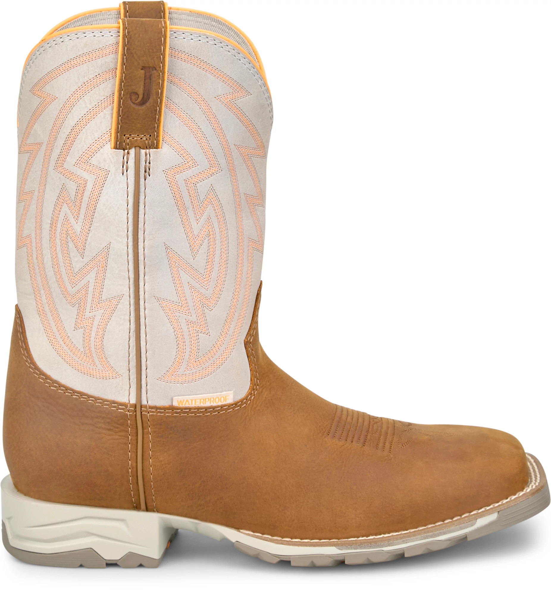 Men's Justin Boots Lytle 11" Waterproof Work shown in Cognac (White)