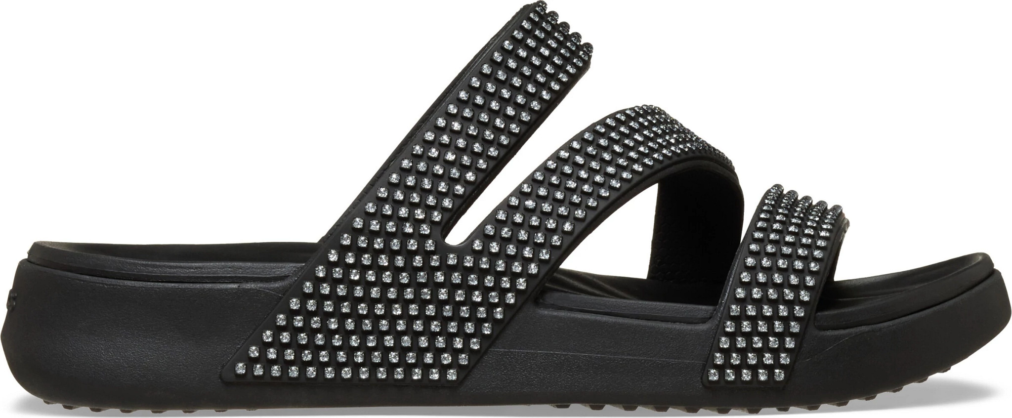 Women's Crocs Getaway Gems Strappy Slide Black shown in Black (Black)