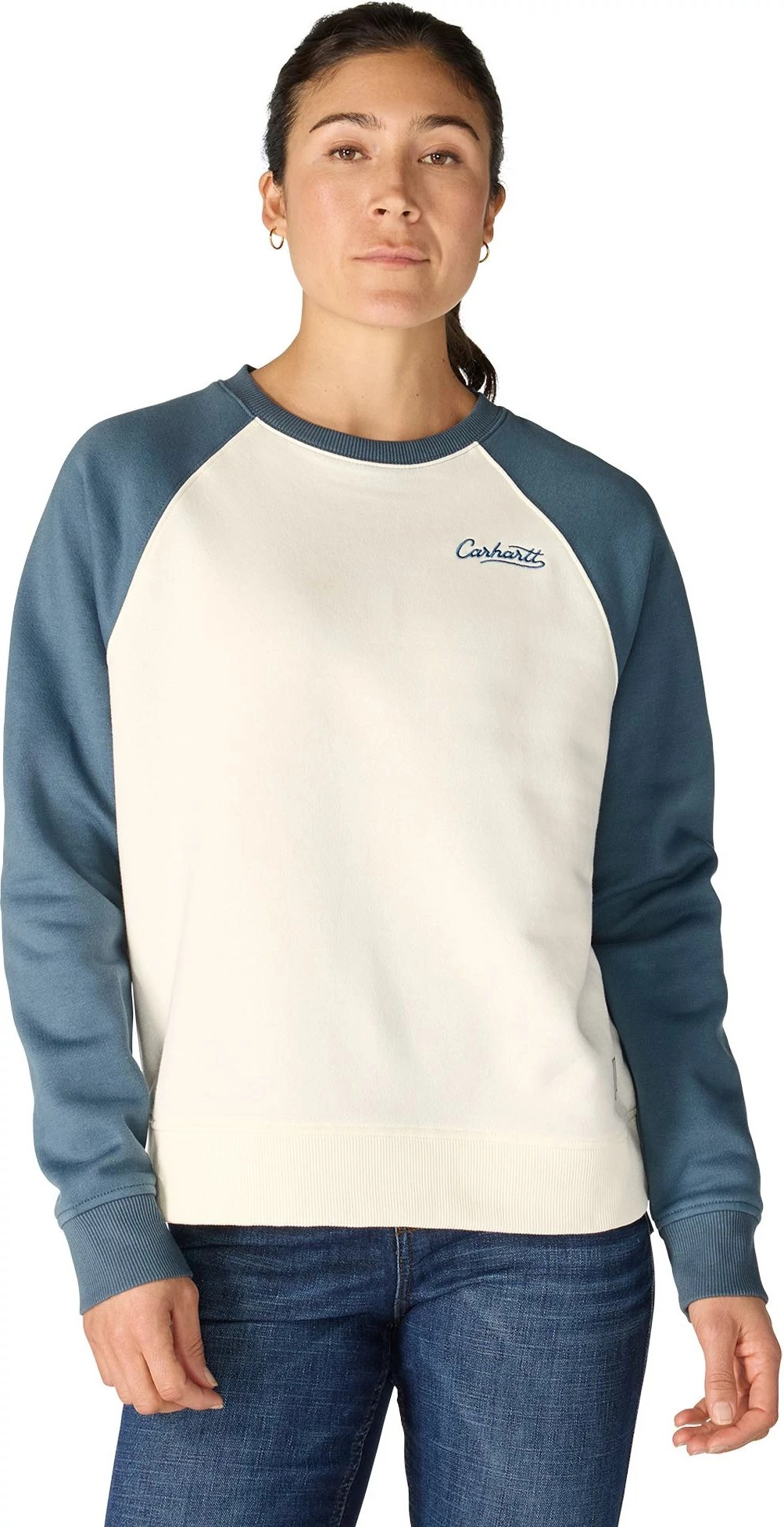 Women's Carhartt Sawyer Crewneck Sweatshirt shown in Eggshell (Off White)